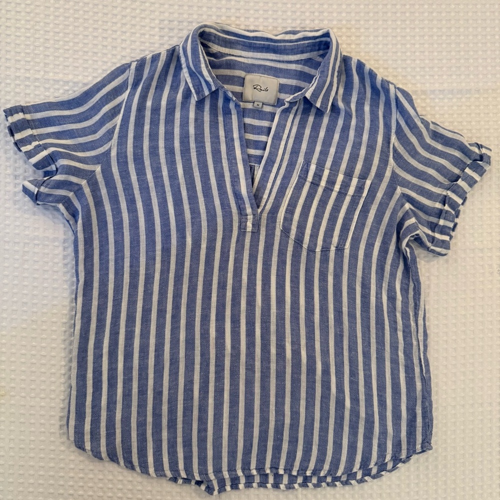Rails Savannah Juneau Stripe Linen Blend  Blouse Sz Med - Picture 4 of 9